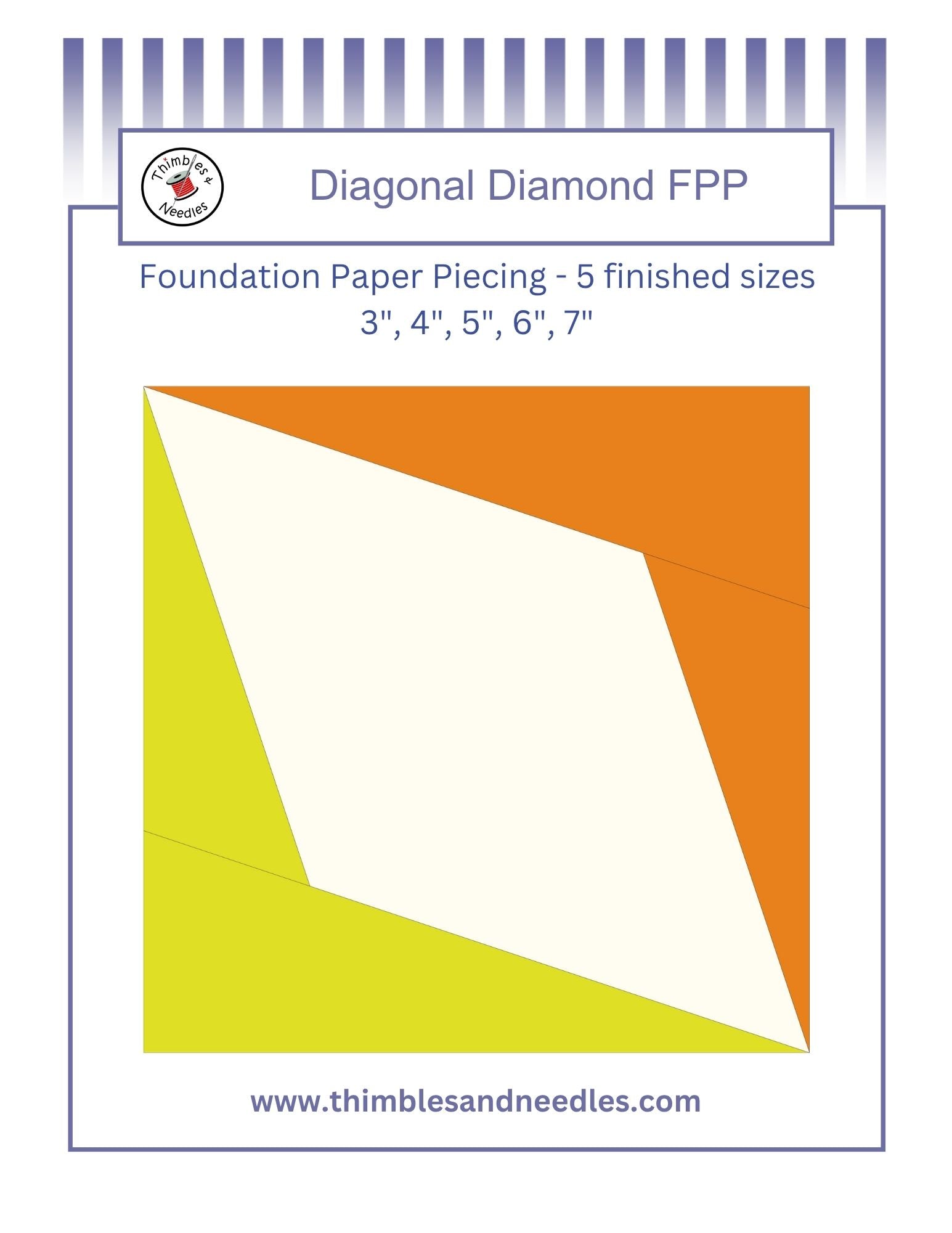 Diagonal Diamond quilt block foundation paper piecing pattern