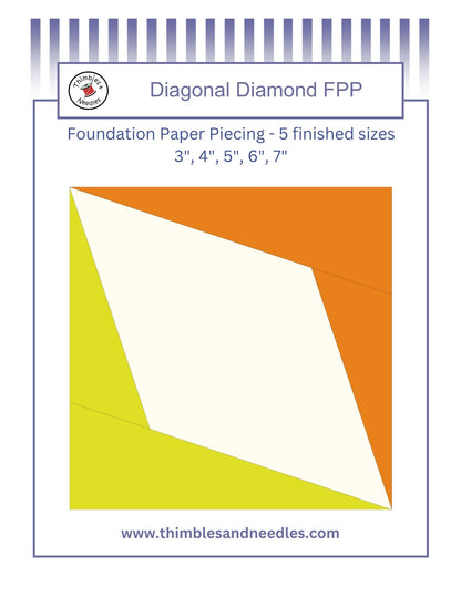 Diagonal Diamond quilt block foundation paper piecing pattern