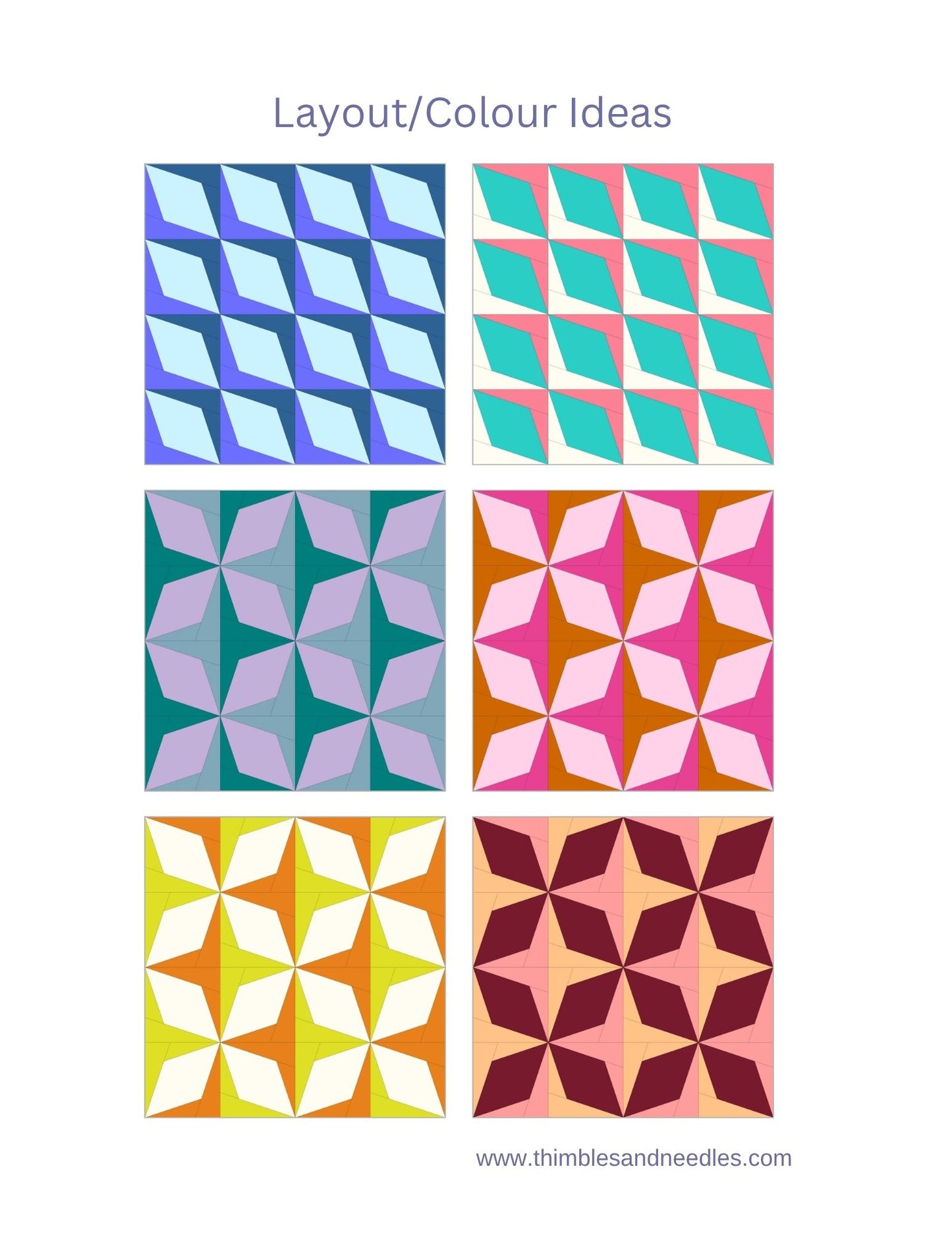 Diagonal Diamond quilt block foundation paper piecing pattern