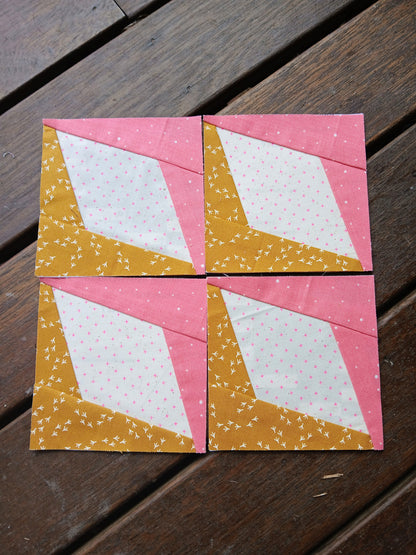 Diagonal Diamond quilt block foundation paper piecing pattern