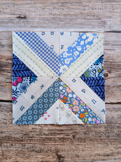 Diagonal Strips Block 1 Foundation Paper Piecing (FPP) Pattern