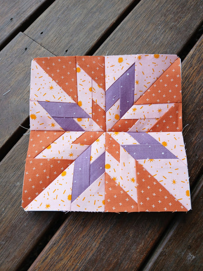 Double Lemoyne Star foundation paper pieced pattern by Thimbles and Needles