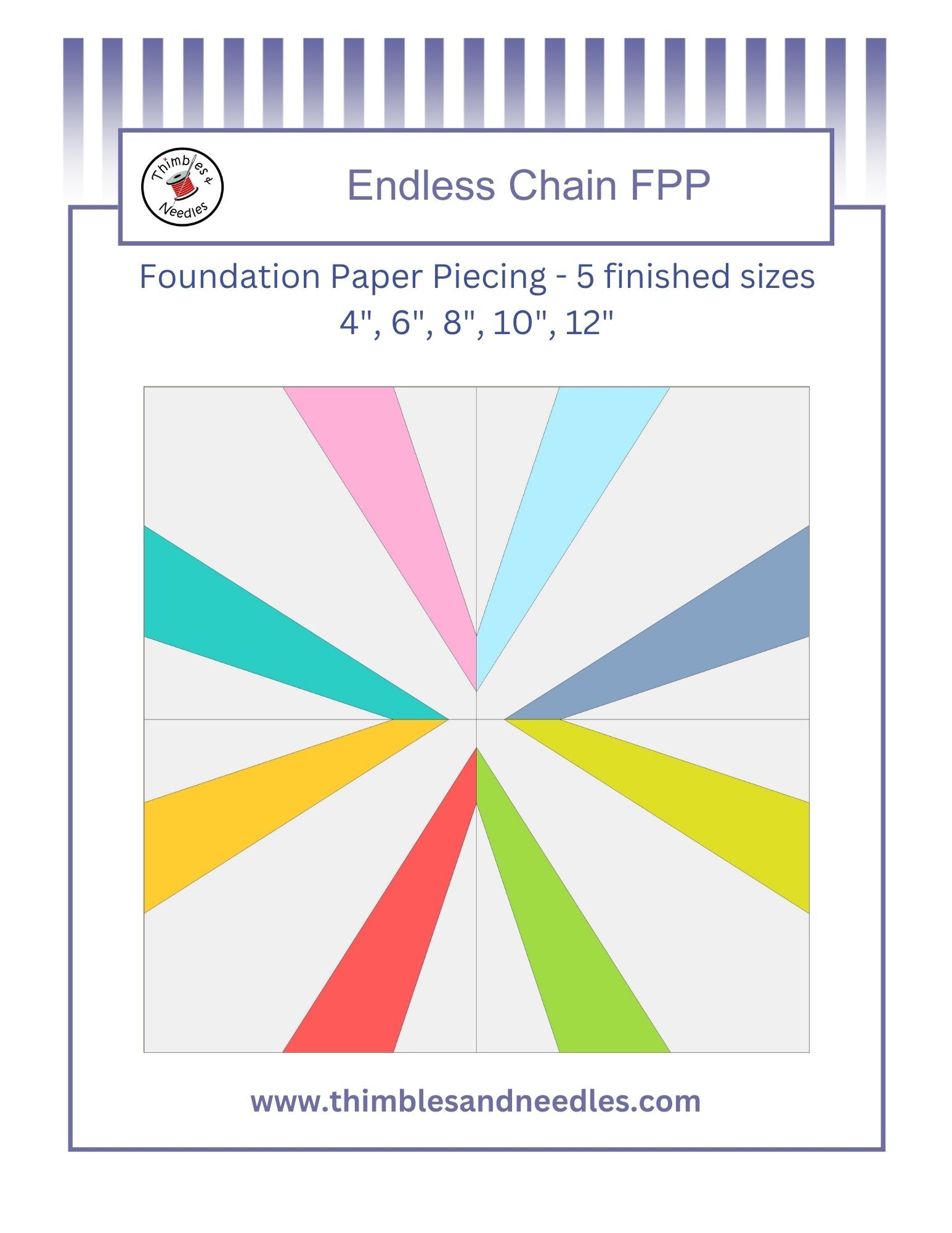 Endless Chain quilt foundation paper piecing pattern by Thimbles and Needles