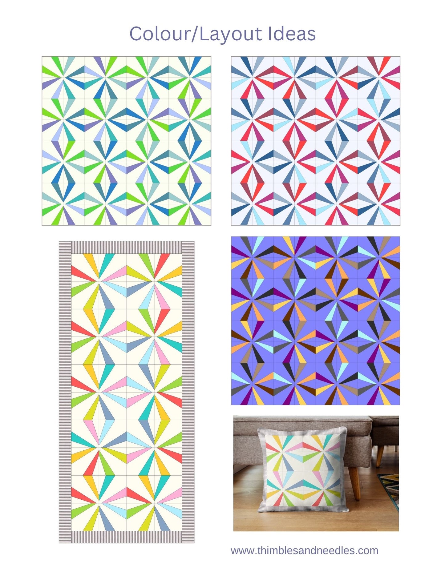 Endless Chain quilt foundation paper piecing pattern by Thimbles and Needles