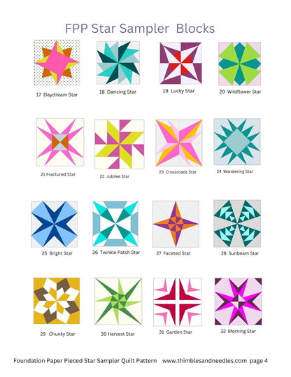 Foundation Paper Pieced Star Sampler 12 inch Blocks