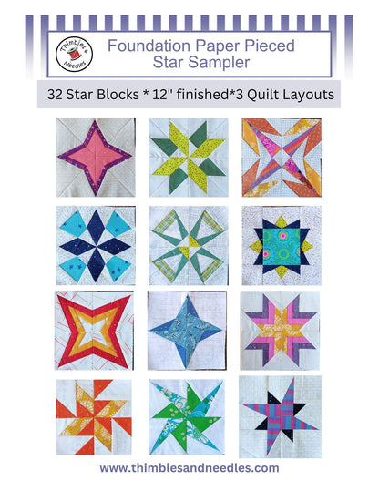 Foundation Paper Pieced Star Sampler 12 inch Blocks