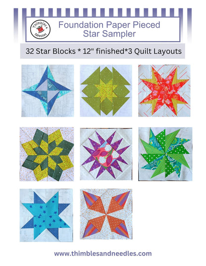Foundation Paper Pieced Star Sampler 12 inch Blocks