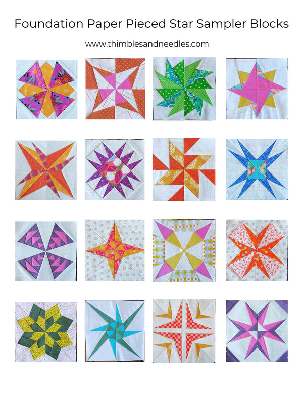 Foundation Paper Pieced Star Sampler Quilt Pattern 6 inch blocks ...