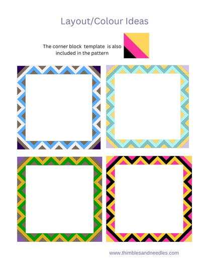 Flying Geese foundation paper piecing quilt border pattern