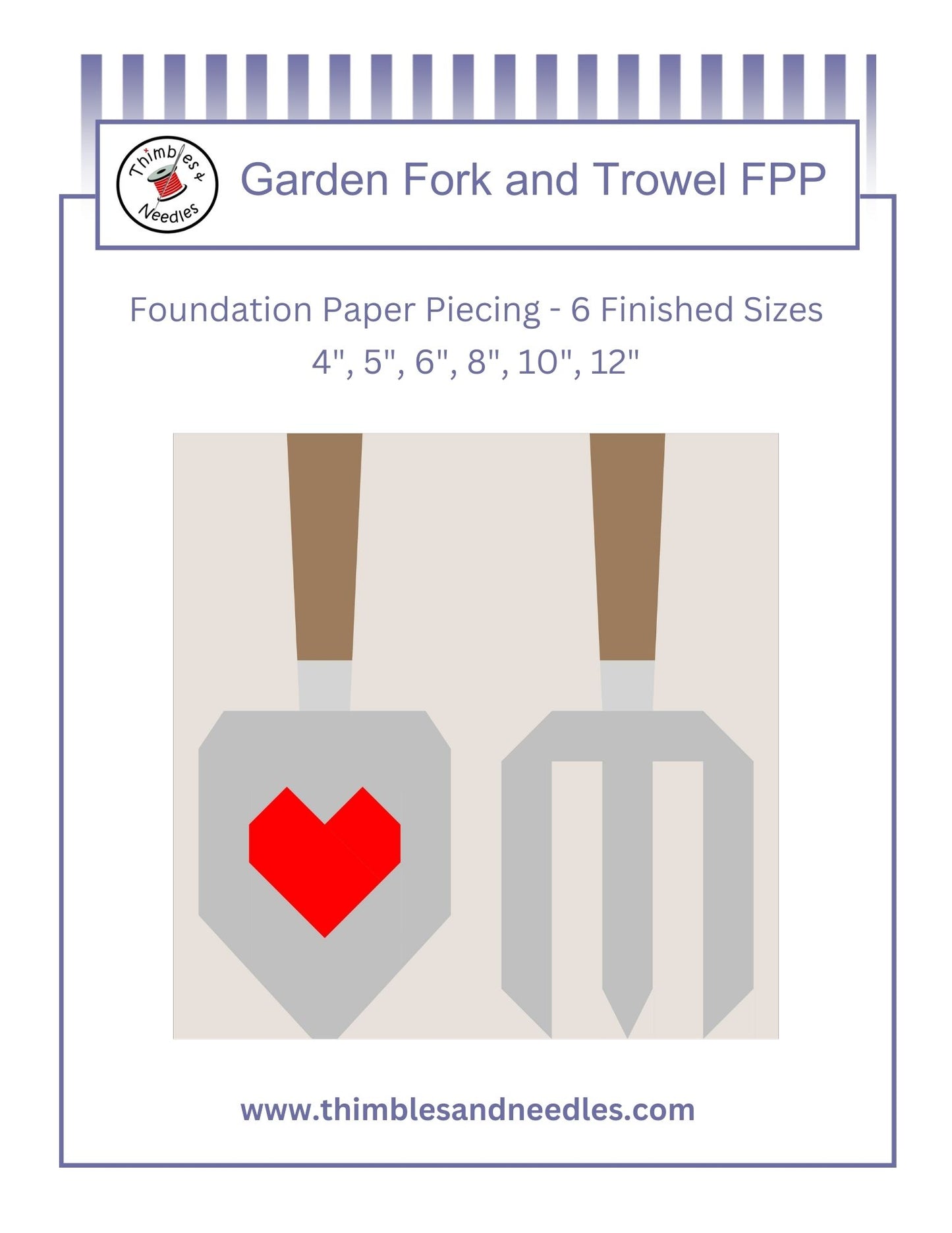 Garden Fork and Trowel Foundation Paper Piecing (FPP) Pattern