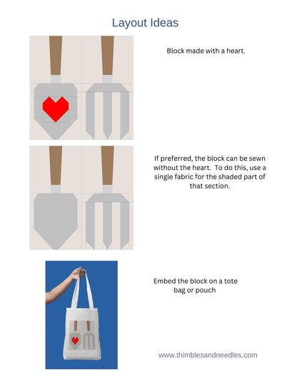 Garden Fork and Trowel Foundation Paper Piecing (FPP) Pattern