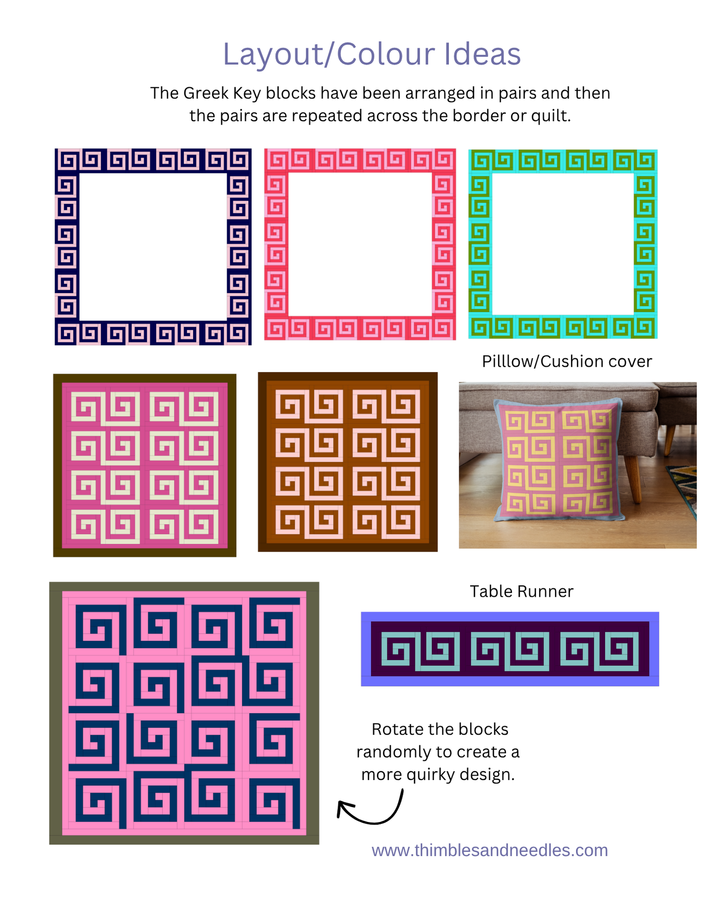 Greek Key quilt border foundation paper piecing pattern