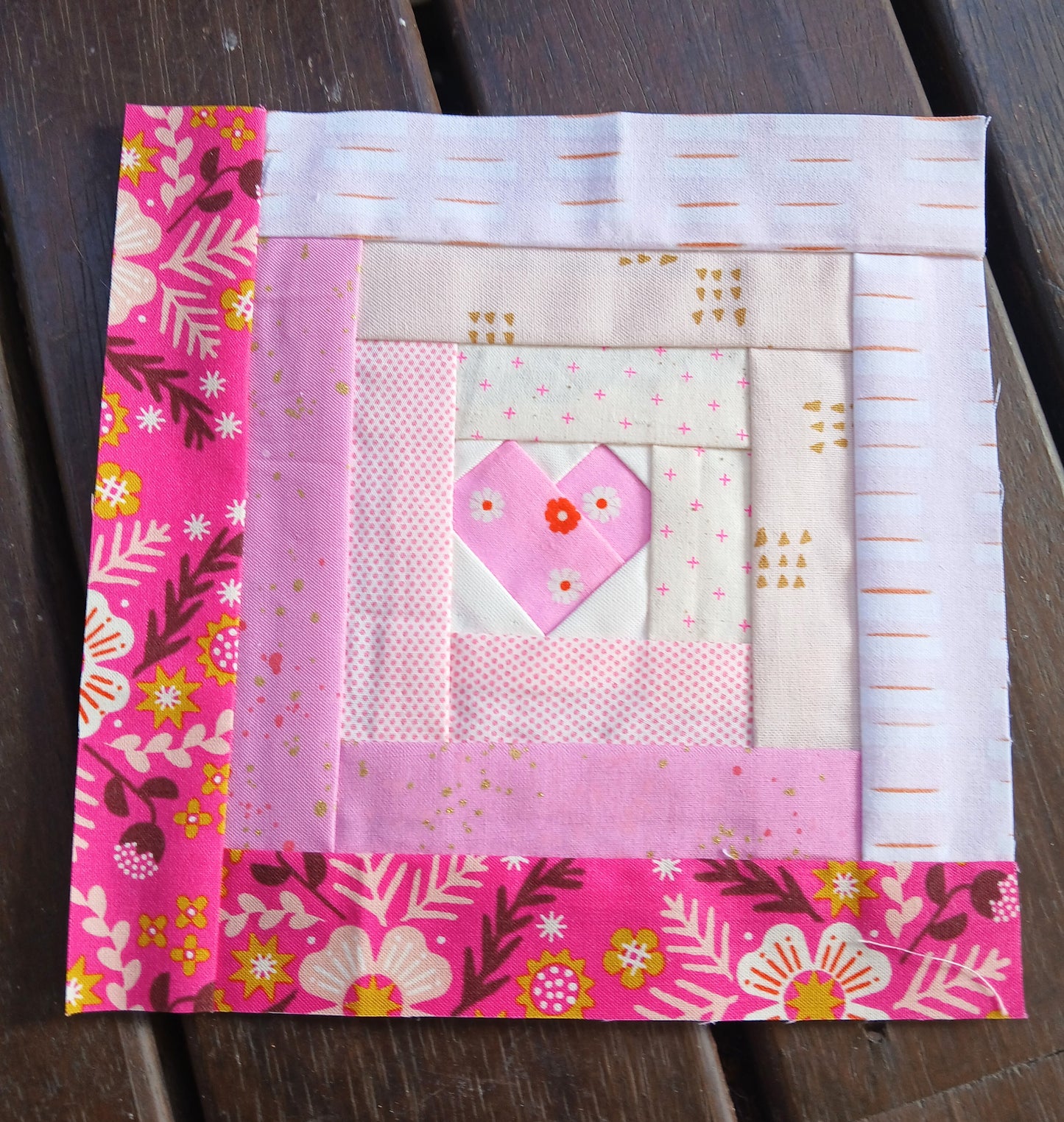 Heart in a Log Cabin Foundation Paper Piecing (FPP) Pattern