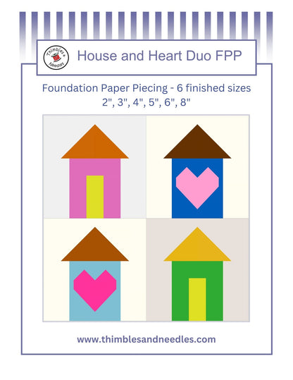 House and Heart Duo Foundation Paper Piecing (FPP) Pattern