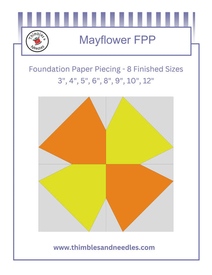 Mayflower quilt block foundation paper piecing pattern