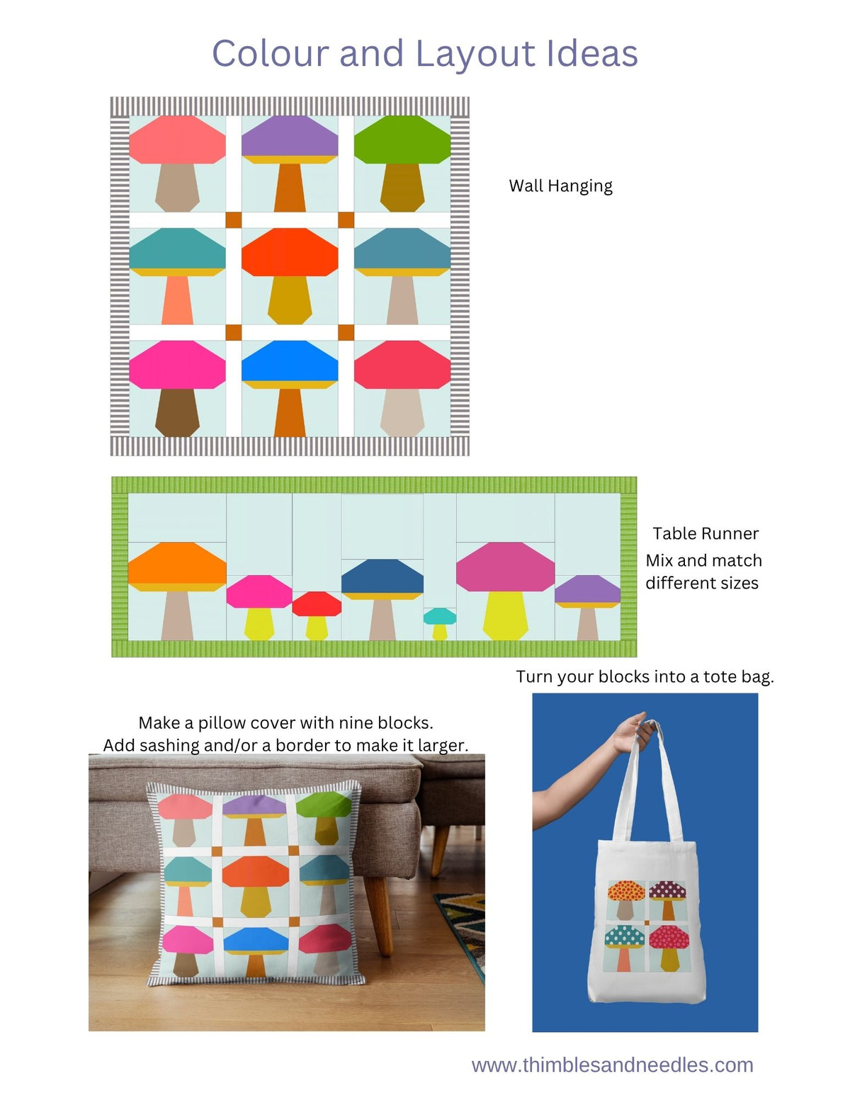 Toadstool Mushroom Duo Foundation Paper Piecing (FPP) Pattern