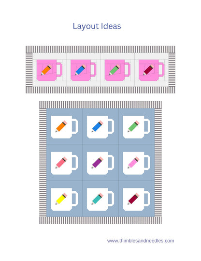 Pencil Mug Foundation Paper Piecing (FPP) Pattern