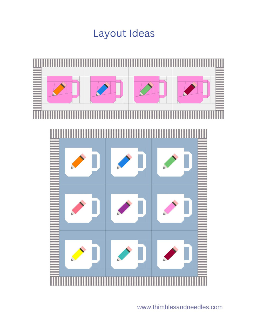 Pencil Mug Foundation Paper Piecing (FPP) Pattern – Thimbles and Needles