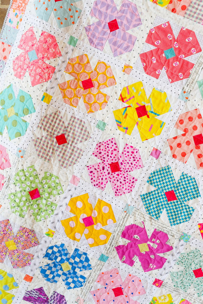 Petal Twist flower quilt pattern by Thimbles and Needles