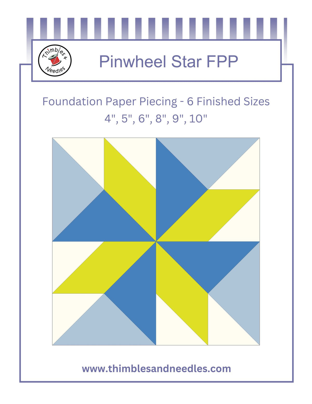 Pinwheel Star Foundation Paper Piecing (FPP) Pattern – Thimbles and Needles