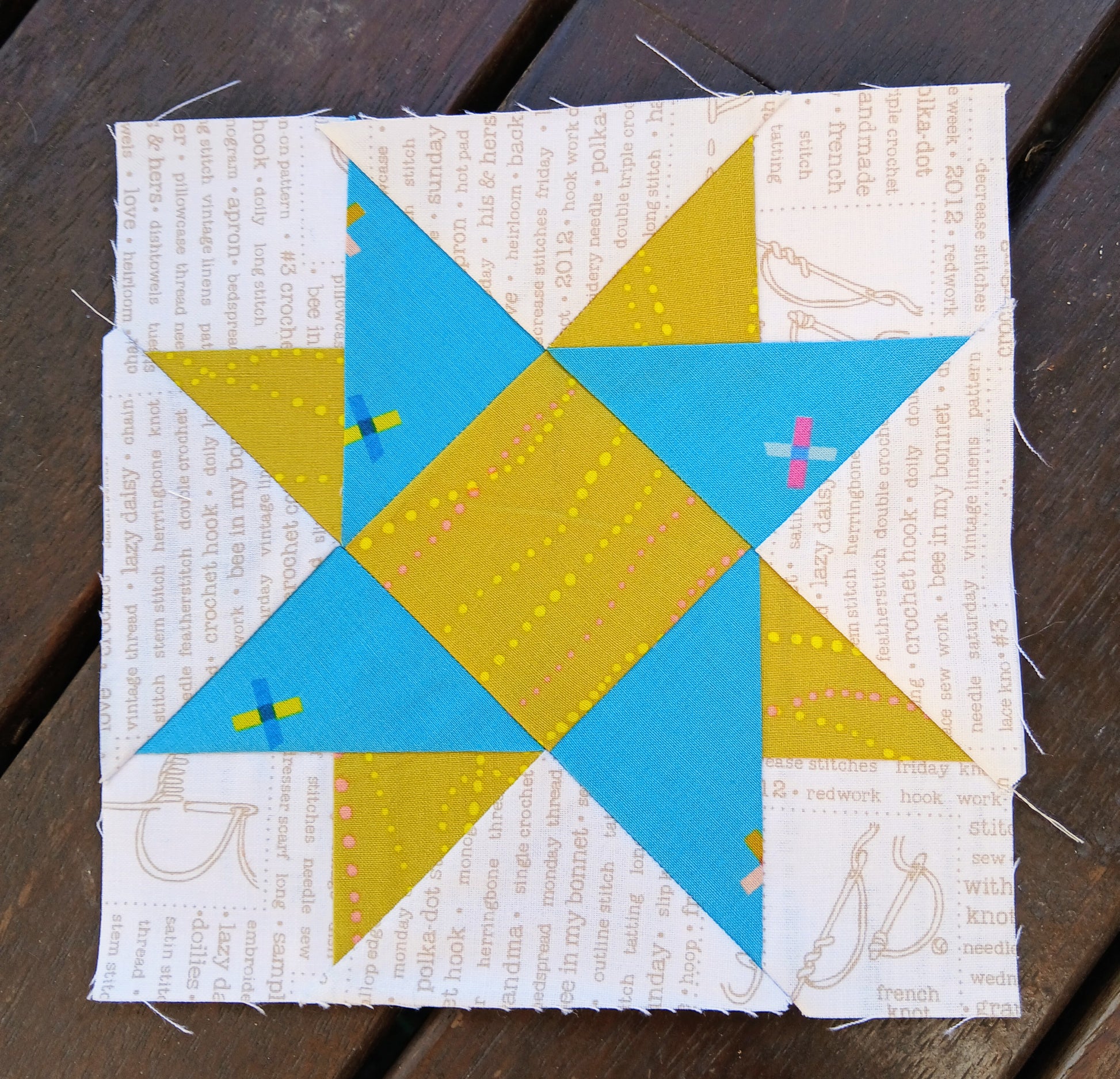 Foundation paper pieced Pirouette Star quilt block pattern by Thimbles and Needles