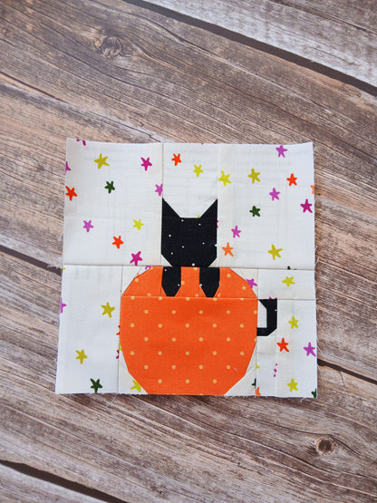 Pumpkin Cat Foundation Paper Piecing (FPP) Pattern