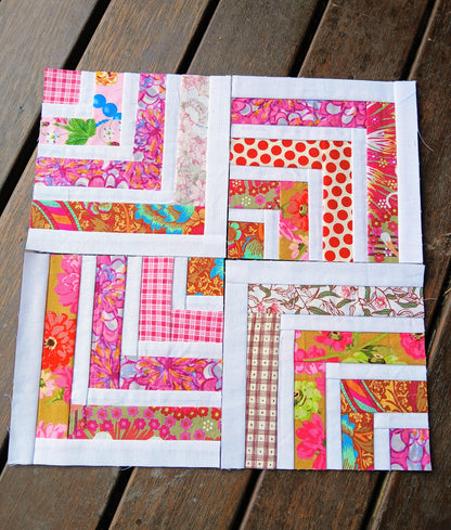 Quarter Log Cabin Block 2 Foundation Paper Piecing (FPP) Pattern