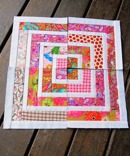 Quarter Log Cabin Block 2 Foundation Paper Piecing (FPP) Pattern