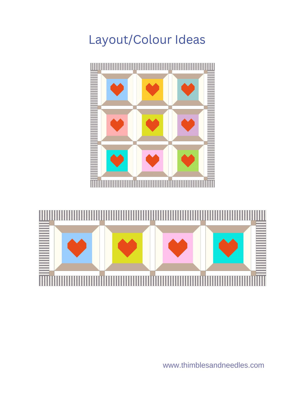 Spool Heart Foundation Paper Piecing (FPP) Pattern – Thimbles and Needles