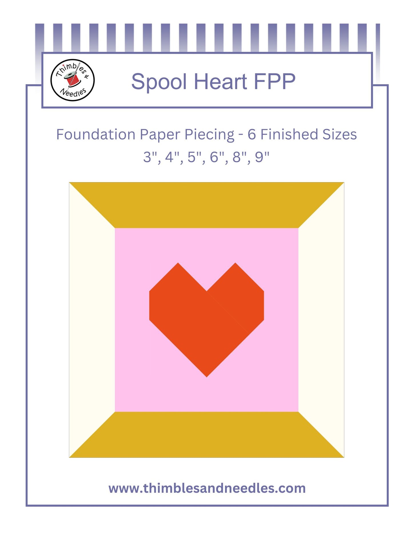 Spool Heart Foundation Paper Piecing (FPP) Pattern