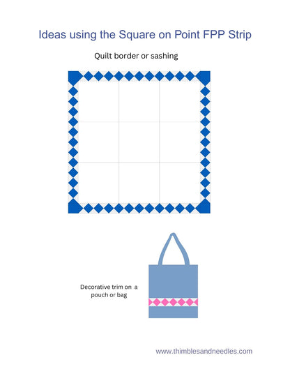 Square on Point Quilt Border Strip Foundation Paper Piecing (FPP) Pattern