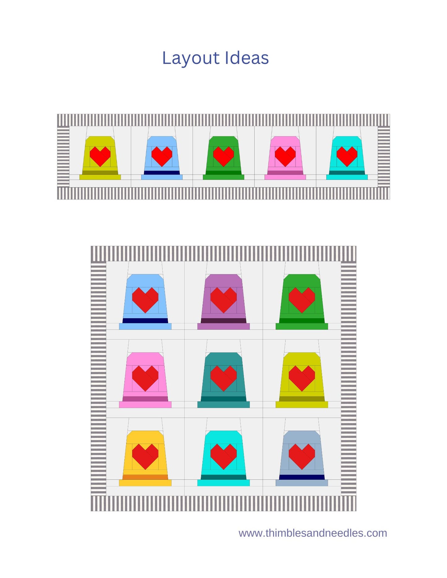 Thimble Heart Foundation Paper Piecing (FPP) Pattern