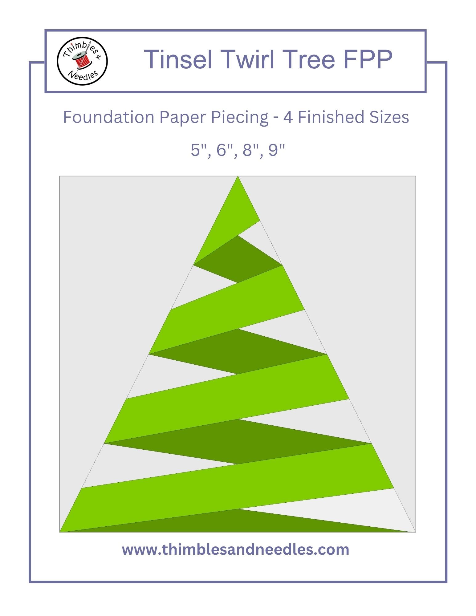 Tinsel Twirl Tree Foundation Paper Piecing (FPP) Pattern – Thimbles and ...