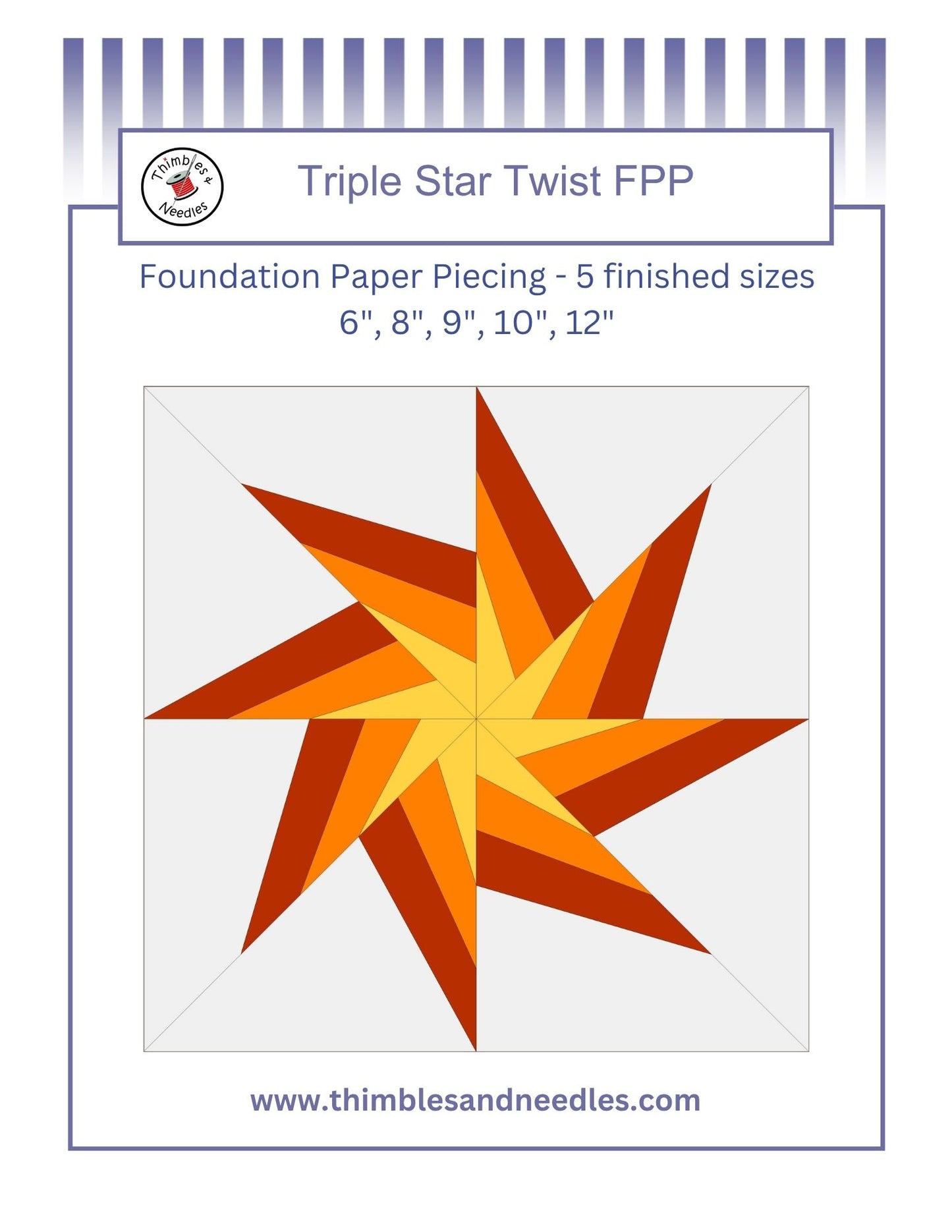 Triple Star Twist Foundation Paper pieced pattern