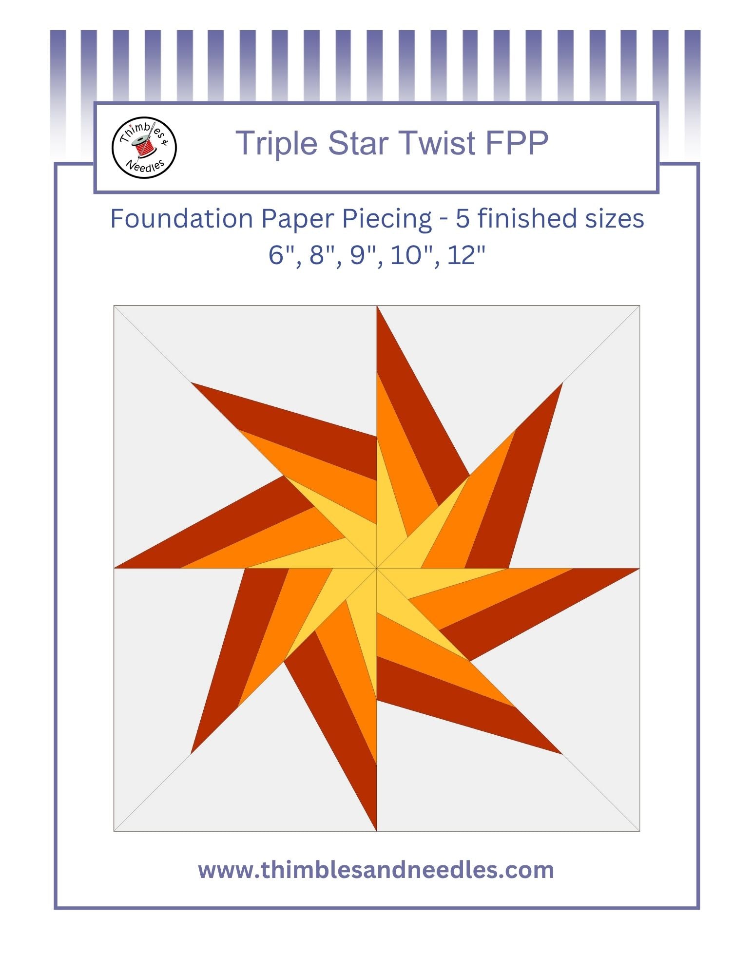 Triple Star Twist Foundation Paper pieced pattern