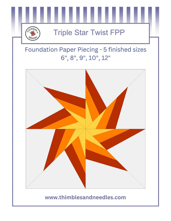 Triple Star Twist Foundation Paper Piecing (FPP) Pattern – Thimbles and ...