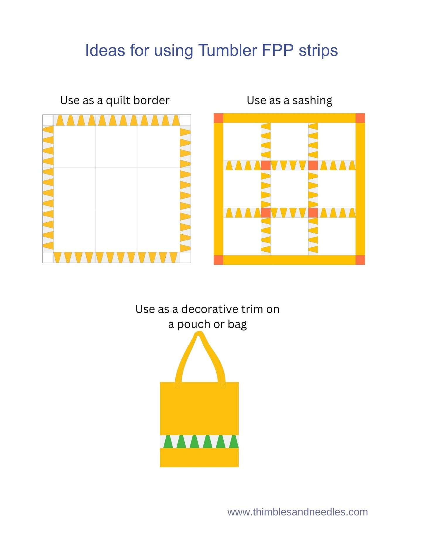 Tumbler Strip Quilt Border Foundation Paper Piecing (FPP) Pattern