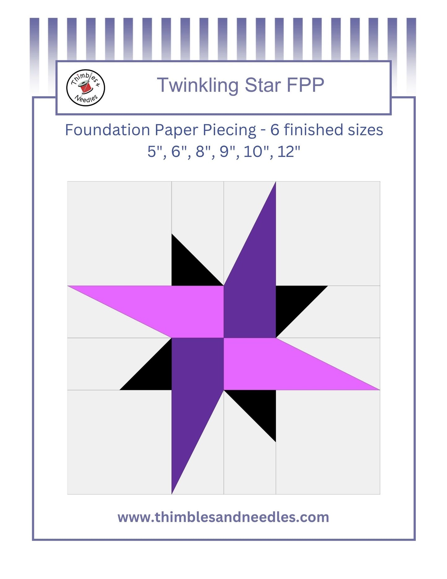 Twinkling Star Foundation Paper Piecing (FPP) Pattern