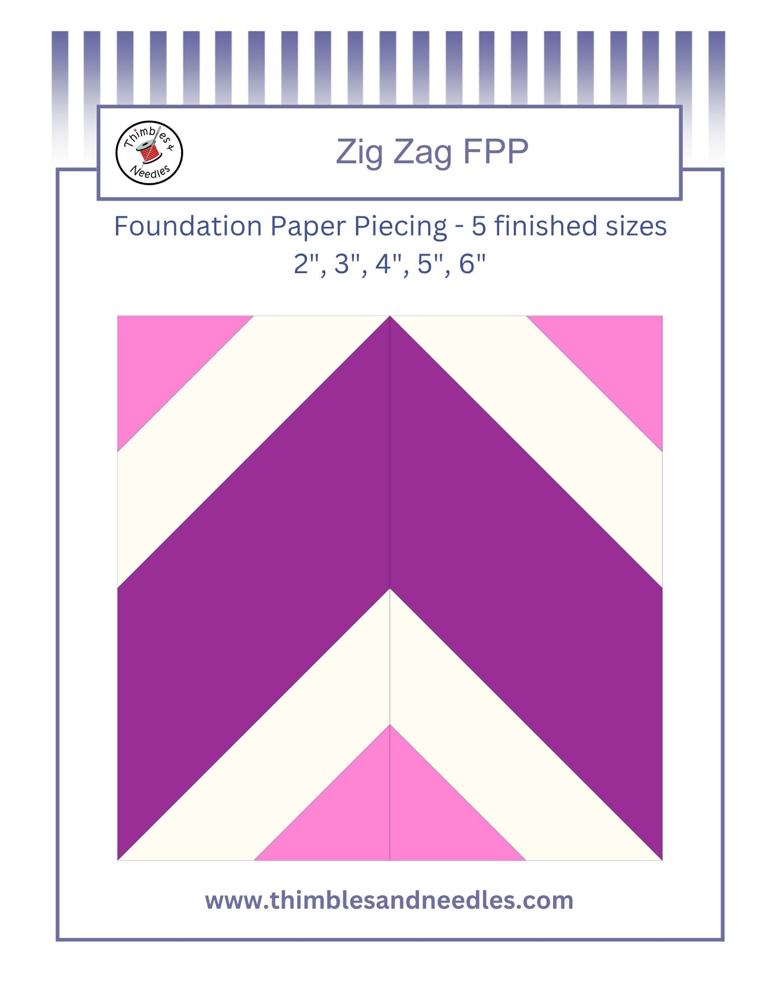 Zigzag quilt border foundation paper piecing pattern