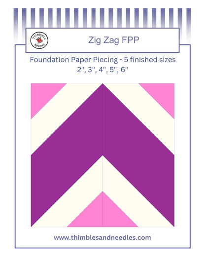 Zigzag quilt border foundation paper piecing pattern