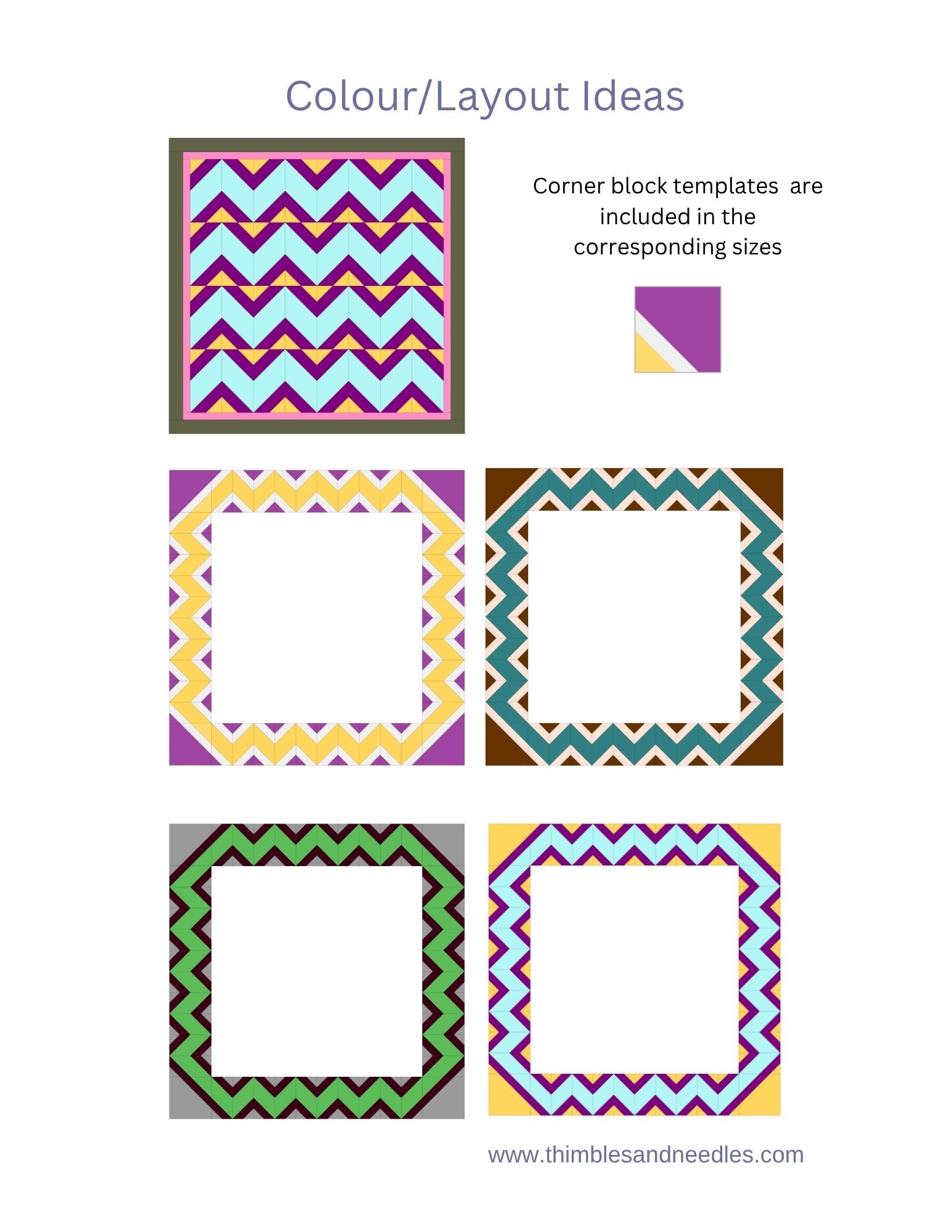 Zigzag quilt border foundation paper piecing pattern