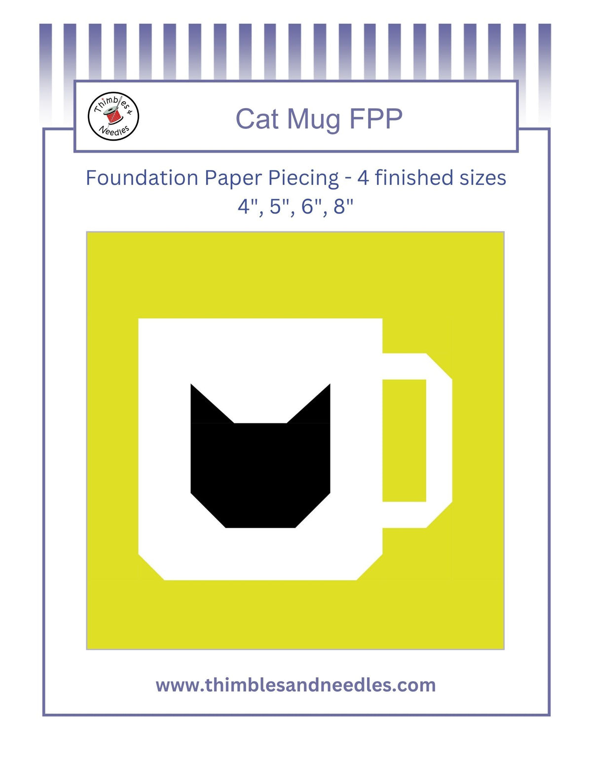 Cat Mug Foundation Paper Piecing (FPP) Pattern