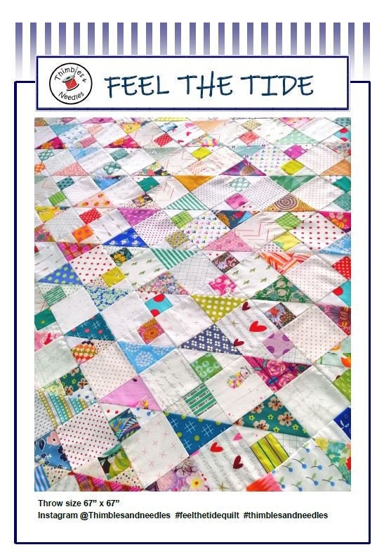Feel The Tide PDF quilt pattern Scrap quilt throw quilt Thimbles and Needles patchwork
