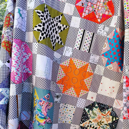 Electrolite Quilt Pattern, pdf pattern, star quilt, scrap quilt, throw quilt Digital Download