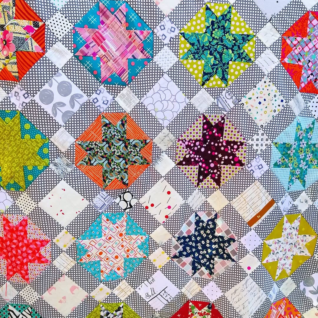 Electrolite Quilt Pattern, pdf pattern, star quilt, scrap quilt, throw quilt Digital Download