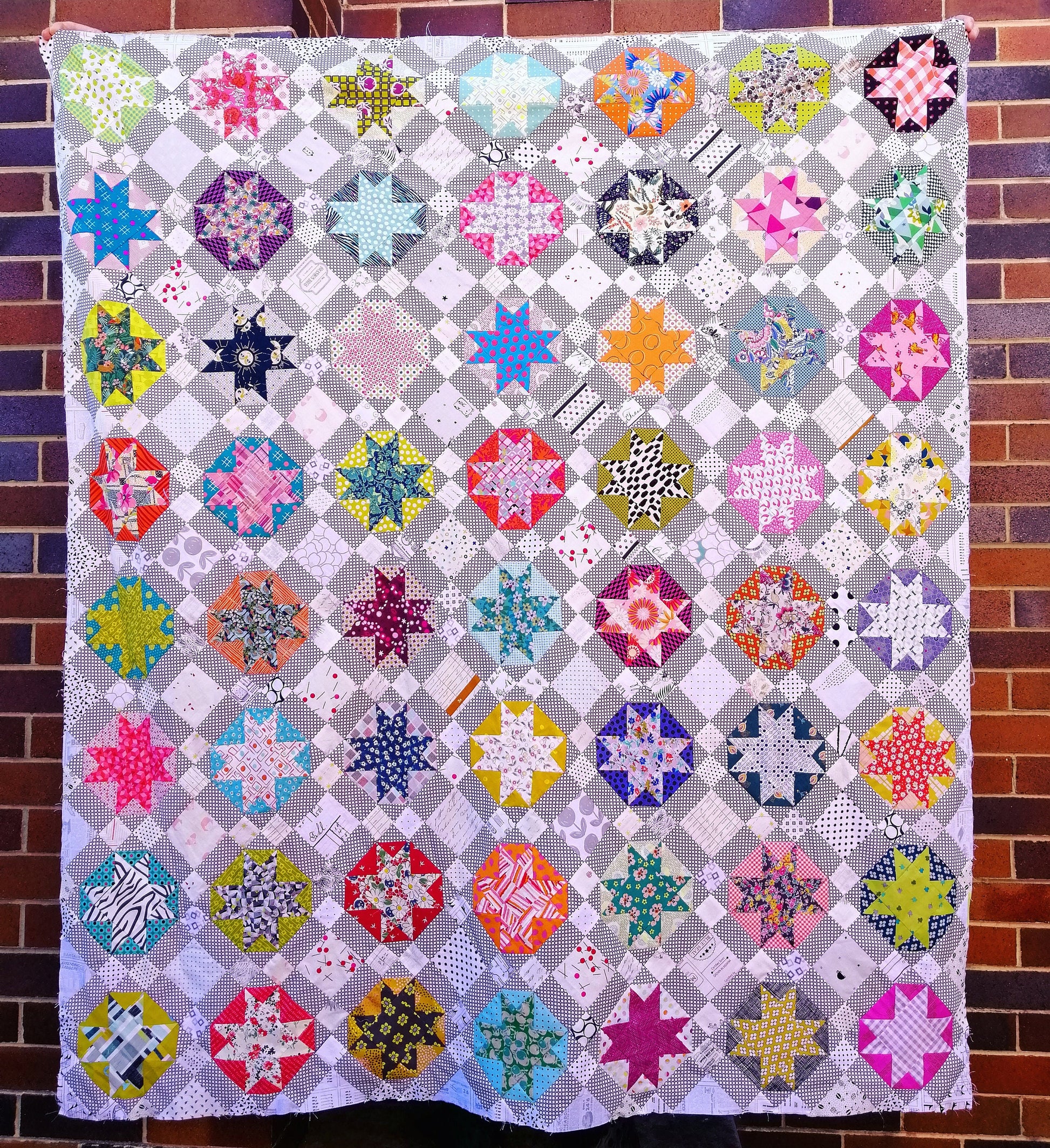 Electrolite Quilt Pattern, pdf pattern, star quilt, scrap quilt, throw quilt Digital Download