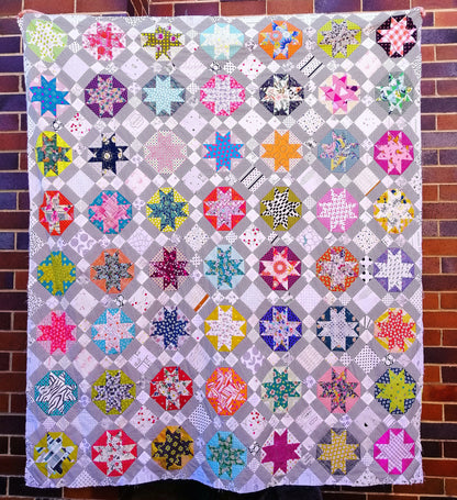 Electrolite Quilt Pattern, pdf pattern, star quilt, scrap quilt, throw quilt Digital Download