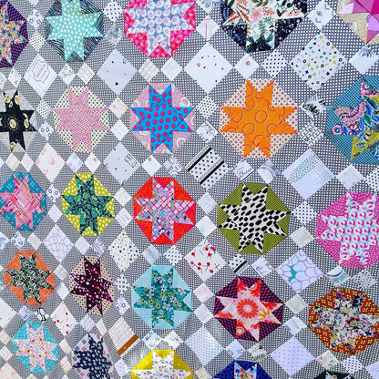 Electrolite Quilt Pattern, pdf pattern, star quilt, scrap quilt, throw quilt Digital Download