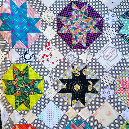 Electrolite Quilt Pattern, pdf pattern, star quilt, scrap quilt, throw quilt Digital Download