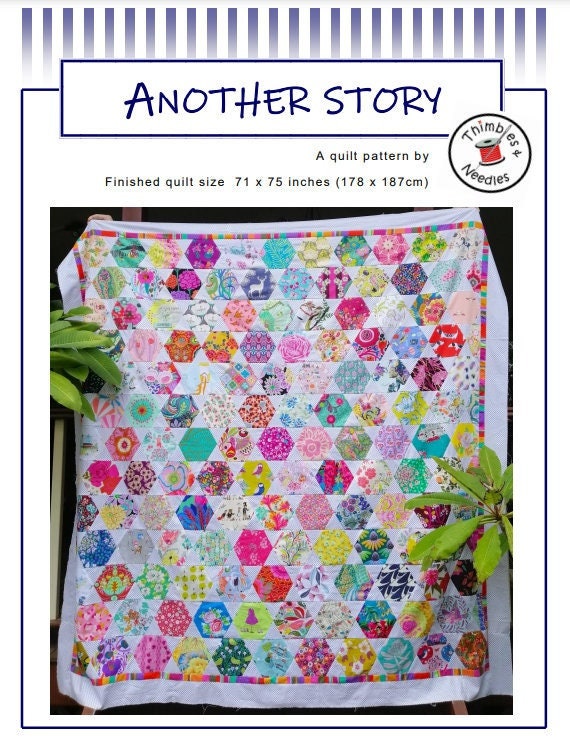 Another Story quilt pattern, hexagon quilt, ispy quilt, pdf quilt pattern Digital Download